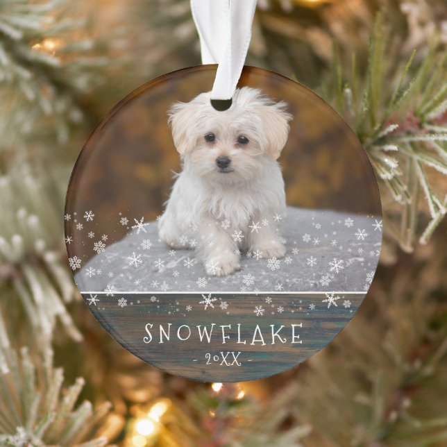 Cute Rustique Chien Chien Puppy Snowflake 2 Photo  (Arbre)