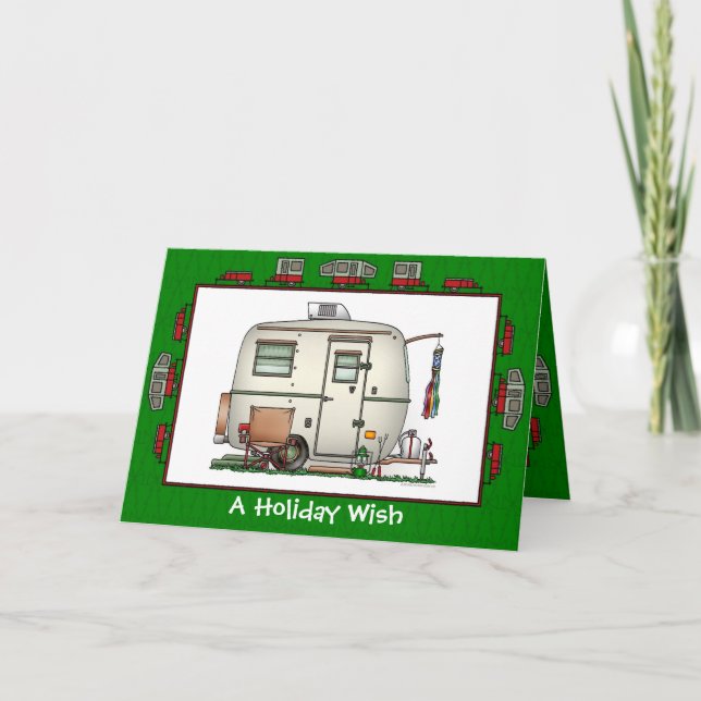 Cute RV Vintage Glass Egg Camper Trailer Holiday (Front)