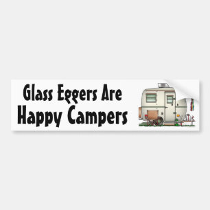 Cute RV Vintage Glass Egg Camper Travel Trailer Bumper Sticker