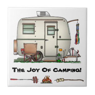 Cute RV Vintage Glass Egg Camper Travel Trailer Tile