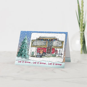 Cute RV Vintage Pop Up Camper Trailer Holiday Card