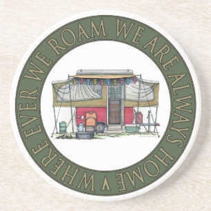 Cute RV Vintage Popup Camper Travel Trailer Coaster