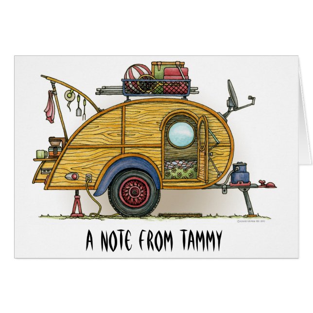 Cute RV Vintage Teardrop  Camper Travel Trailer (Front Horizontal)