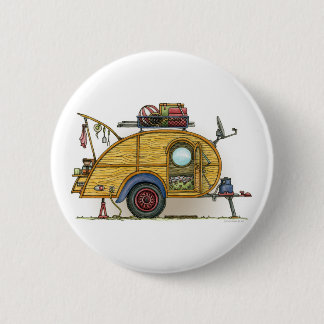Cute RV Vintage Teardrop  Camper Travel Trailer 2 Inch Round Button