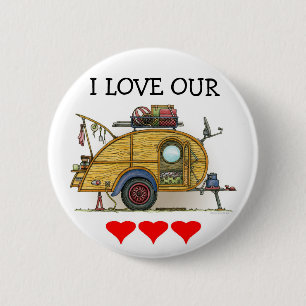 Cute RV Vintage Teardrop  Camper Travel Trailer 2 Inch Round Button