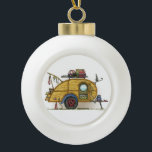 Cute RV Vintage Teardrop  Camper Travel Trailer Ceramic Ball Christmas Ornament<br><div class="desc">Memories of camping last a lifetime! And so do those memories of your teardrop camper. These whimsical teardrop camper neckties are as cute as they can be:) This teardrop vintage camping trailer was designed by artist Richard Neuman. His uniquely styled vintage trailers artwork is collected worldwide. You will find these...</div>