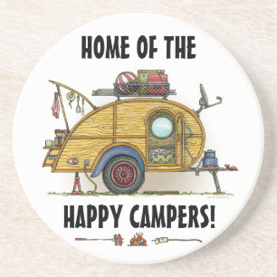 Cute RV Vintage Teardrop Camper Travel Trailer Coaster