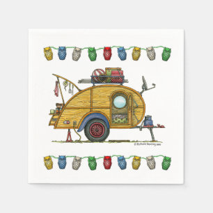 Cute RV Vintage Teardrop  Camper Travel Trailer Napkin