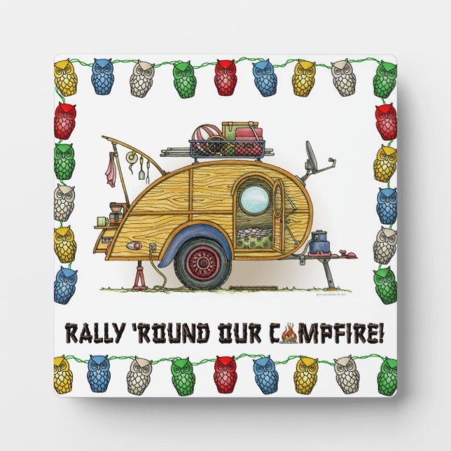 Cute RV Vintage Teardrop  Camper Travel Trailer Plaque (Front)