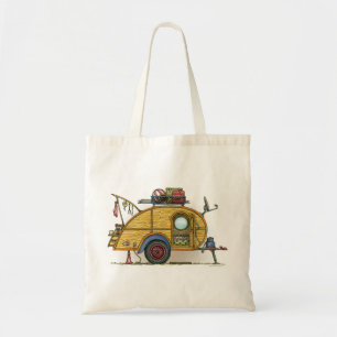 Cute RV Vintage Teardrop Camper Travel Trailer Tote Bag