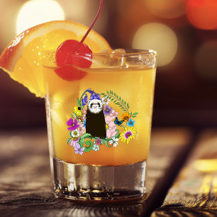 Cute Sable Ferret Wildflowers Green Woodland Shot Glass