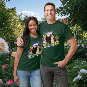 Cute Sable Ferret Wildflowers Green Woodland T-Shirt