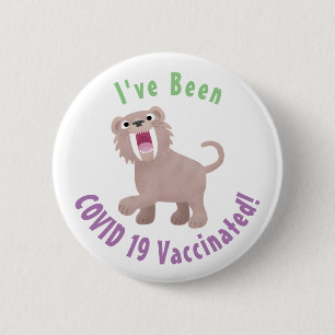 Cute Sabre Toothed Tiger Smilodon cartoon 2 Inch Round Button