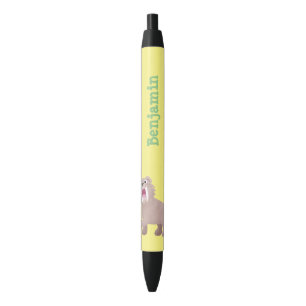 Cute Sabre Toothed Tiger Smilodon cartoon Black Ink Pen