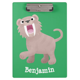 Cute Sabre Toothed Tiger Smilodon cartoon Clipboard
