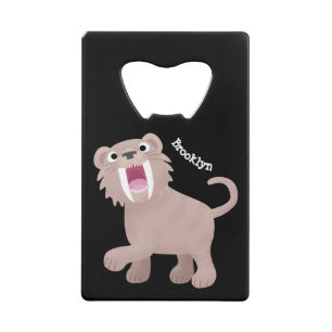Cute Sabre Toothed Tiger Smilodon cartoon Credit Card Bottle Opener