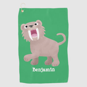 Cute Sabre Toothed Tiger Smilodon cartoon  Golf Towel