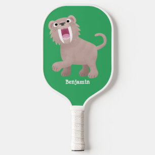 Cute Sabre Toothed Tiger Smilodon cartoon  Pickleball Paddle