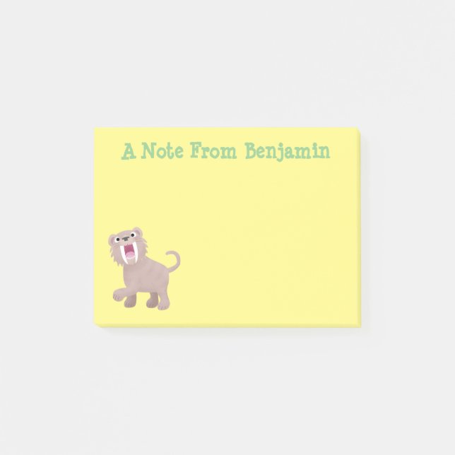 Cute Sabre Toothed Tiger Smilodon cartoon Post-it Notes (Front)