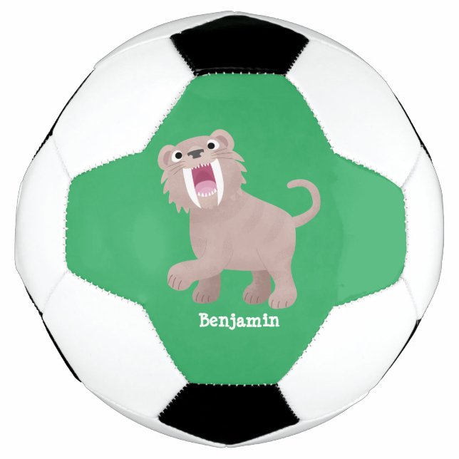 Cute Sabre Toothed Tiger Smilodon cartoon Soccer Ball (Front)