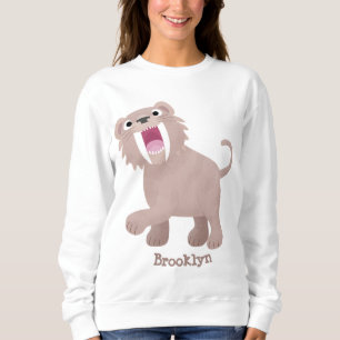Cute Sabre Toothed Tiger Smilodon cartoon Sweatshirt