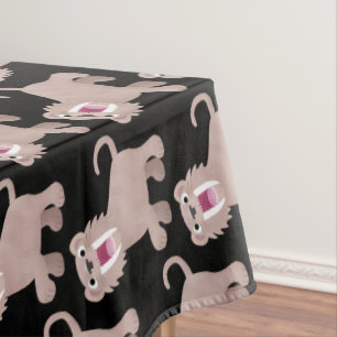 Cute Sabre Toothed Tiger Smilodon cartoon Tablecloth