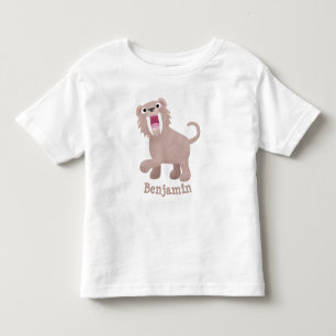 Cute Sabre Toothed Tiger Smilodon cartoon Toddler T-shirt