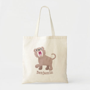 Cute Sabre Toothed Tiger Smilodon cartoon Tote Bag
