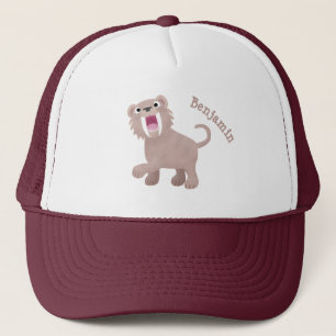 Cute Sabre Toothed Tiger Smilodon cartoon Trucker Hat