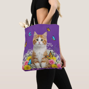 Cute Sac fourre-tout chat et papillon