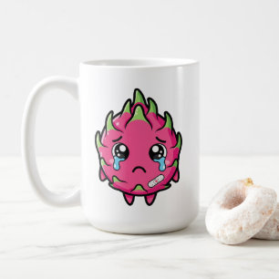 Cute Sad Crying Dragon Fruit Cartoon Illustration Coffee Mug