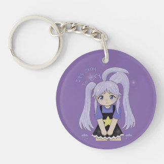 Cute Sad Girl Hand Drawn Illustration – It’s Okay Keychain