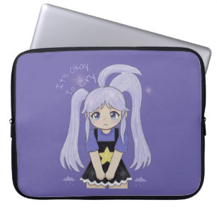 Cute Sad Girl Hand Drawn Illustration – It’s Okay  Laptop Sleeve