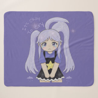 Cute Sad Girl Hand Drawn Illustration – It’s Okay Sherpa Blanket