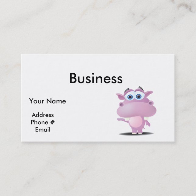 cute sad little hippo business card (Front)