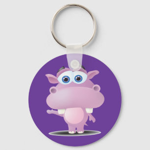 cute sad little hippo keychain