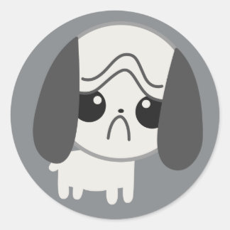 Cute Sad Pug Puppy Classic Round Sticker