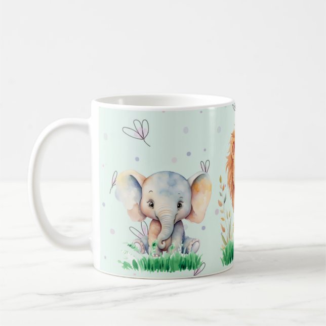 Cute Safari Animal 11 oz Mug Pour Enfants (Gauche)