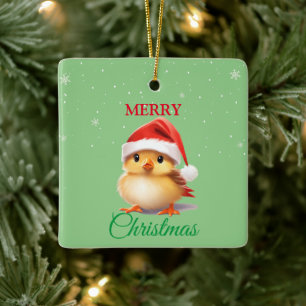 Cute Safari animal bird Santa Christmas Costume Ceramic Ornament