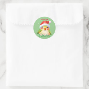 Cute Safari animal bird Santa Christmas Costume Classic Round Sticker