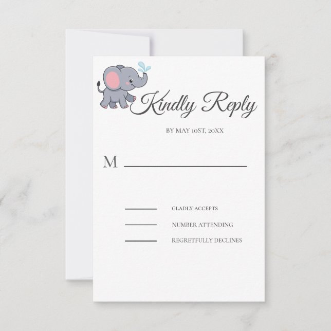 Cute Safari animal greenery baby shower RSVP Card (Front)