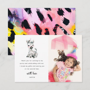 Cute Safari Animal Photo Birthday Thank You Card