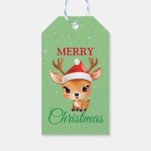 Cute Safari animal Reindeer Santa Christmas Costum Gift Tags