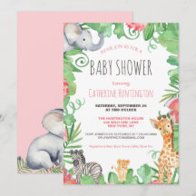Cute Safari Animal Topical Floral Baby Shower