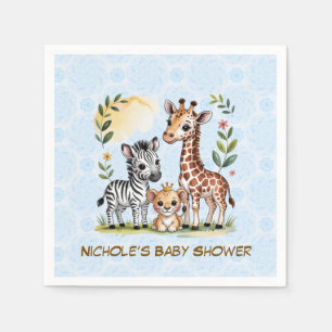 Cute Safari Animal Trio Boy Baby Shower Napkin