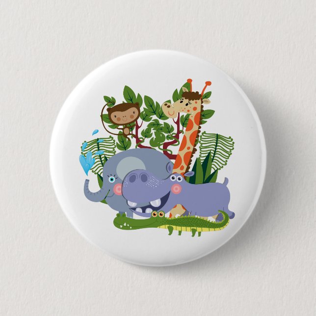 Cute Safari Animals 2 Inch Round Button (Front)