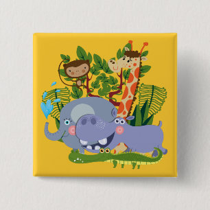 Cute Safari Animals 2 Inch Square Button