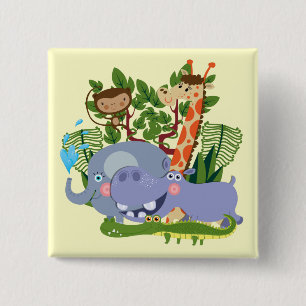 Cute Safari Animals 2 Inch Square Button