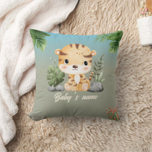 Cute Safari Animals 2 side Tiger Elephant Throw Pillow