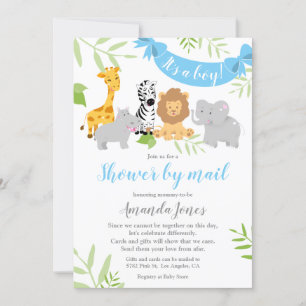 Cute Safari Animals Baby Shower Boy Invitation